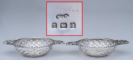Sterling Hollowware Pair of 4" Pierced Bon Bon Bowls by Synyer & Beddoes
