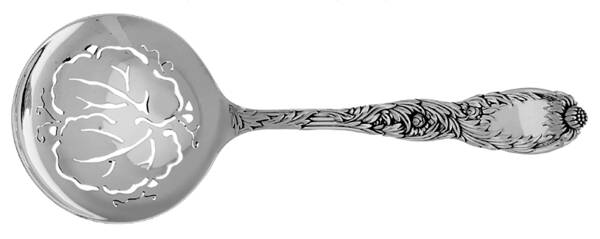 Chrysanthemum (Sterling, 1880) Large Pierced Pea Serving Spoon