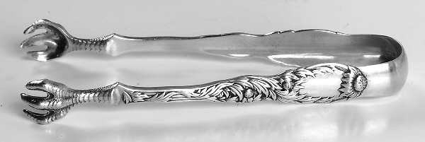 Chrysanthemum (Sterling, 1880) Small Sugar Tongs W/Claw Tips