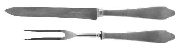 Clinton (Sterling, 1912, M-T-C Stamp) Large 2-Piece Roast Carving Set w/Stainless Blade