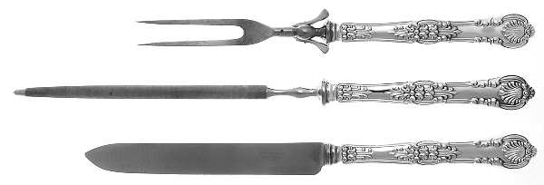 English King (Silverplate, 1870) Large 3-Piece Roast Carving Set w/ Stainless Blade