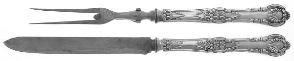 English King (Silverplate, 1870) Large 2-Piece Roast Carving Set w/Stainless Blade