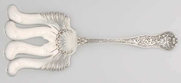 Olympian (Sterling, 1878, No Monograms) Large Solid Asparagus Serving Fork