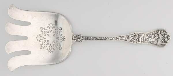 Olympian (Sterling, 1878, No Monograms) Large Solid Asparagus Serving Fork