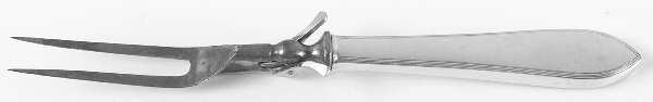 Reeded Edge (Sterling, 1937, No Monograms) Small Steak Carving Fork with Stainless Prongs