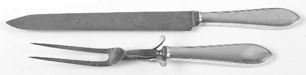Reeded Edge (Sterling, 1937, No Monograms) Large 2-Piece Roast Carving Set w/Stainless Blade