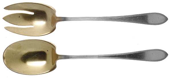 Reeded Edge (Sterling, 1937, No Monograms) Solid Oversized Serving Salad Set