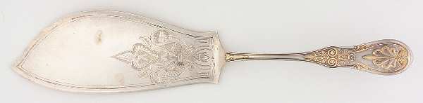 Saratoga (Sterling, 1870, No Monograms) Large Solid Bright Cut Fish Serving Knife