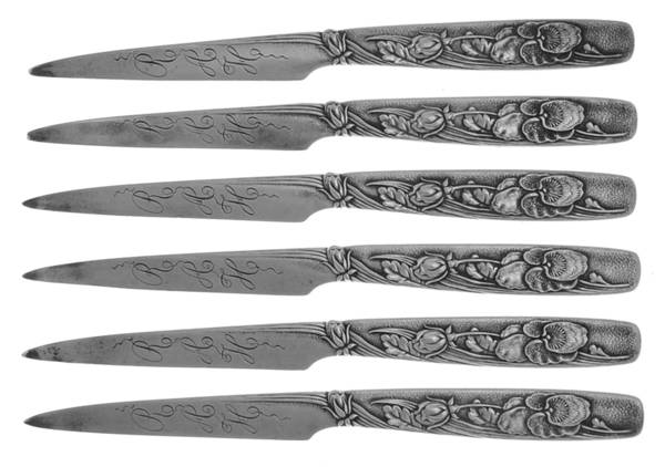 Vine-Multi Motif (Sterling, 1872) (Set of 6) Individual Solid Fruit Knife