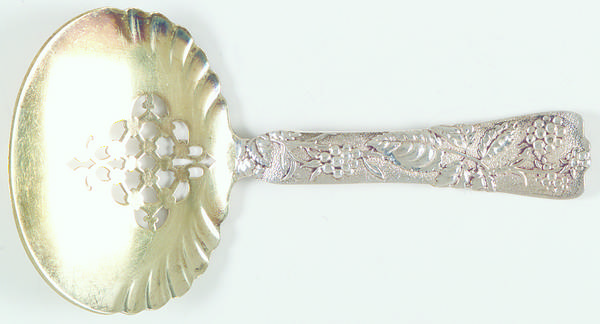Vine-Multi Motif (Sterling, 1872) Bon Bon Spoon with Pierced, Fluted Bowl