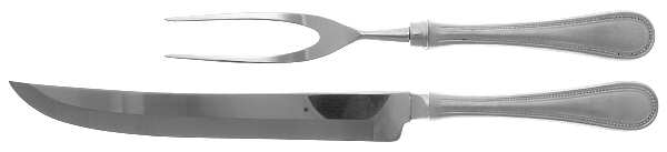 Beaded Antique (Stainless-Cutlery) Large 2-Piece Roast Carving Set w/Stainless Blade
