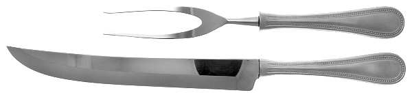 Beaded Antique (Stainless-Cutlery) Large 2-Piece Roast Carving Set with Stainless Blade