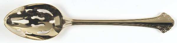 Boston Chippendale Gold (Gold Electroplate) Pierced Tablespoon (Serving Spoon)