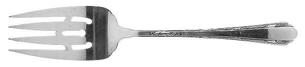 Chased Diana (Sterling, 1928, No Monos) Medium Solid Cold Meat Serving Fork