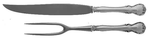 French Provincial (Sterling, 1948) 2 Piece Small Carving Set W/ Sterling Guard by Towle Silver