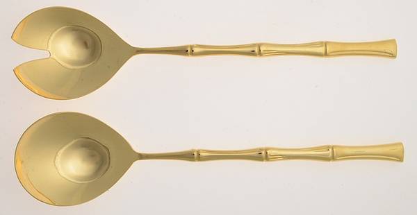 Gold Bamboo (Gold Electroplate) (2 Pc) Solid Salad Set