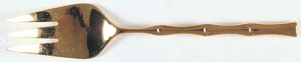 Gold Bamboo (Gold Electroplate) Medium Solid Cold Meat Serving Fork