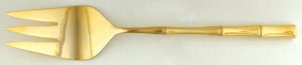 Gold Cane (Gold Electroplate) Medium Solid Cold Meat Serving Fork