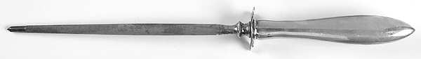 Lafayette (Sterling, 1905, No Monograms) Large Knife Sharpener-Steel Rod w/Sterling Guard