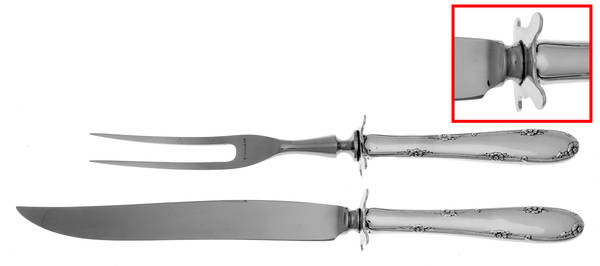 Madeira (Sterling, 1948, No Monograms) 2 Piece Small Carving Set W Sterling Guard