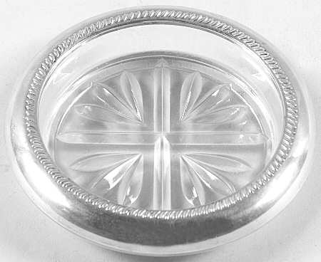 Sterling Hollowware Crystal Coaster with Sterling Rim