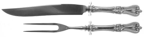 Old Colonial (Sterling, 1895, No Monograms) 2 Piece Small Carving Set W/ Sterling Guard