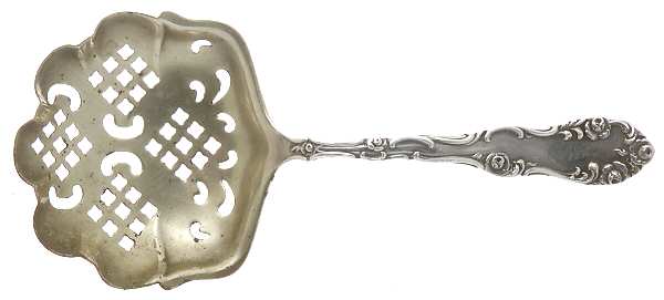 Old English (Sterling, 1892, No Monos) Pierced Almond Spoon