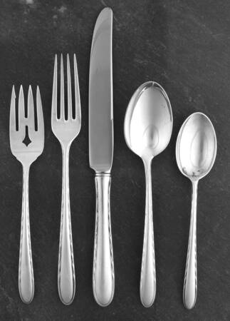 Silver Flutes (Sterling, 1941, No Monograms) 40  Piece Estate Set