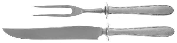 Silver Flutes (Sterling, 1941, No Monograms) 2 Piece Small Carving Set W/ Sterling Guard