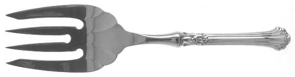 Silver Plumes (Sterling, 1939, No Monograms) Stainless-Tine Utility Serving Fork
