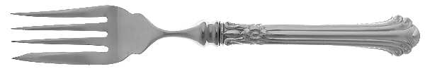 Silver Plumes (Sterling, 1939, No Monograms) Individual Hollow Fish Fork, Stainless Tines