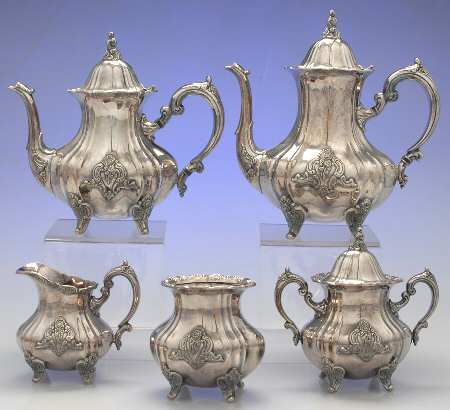 El Grandee (Silverplate Hollowware) 5-Piece Plated Tea Set (with Waste)