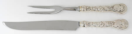 Turkey Motif (STERLING) Large 2-Piece Roast Carving Set w/Stainless Blade