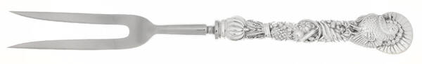 Turkey Motif (STERLING) Large Stainless-Prong Roast Carving Fork