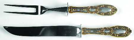 King Richard Gold (Sterling, Gold Acct) Small Stainless Blade 2-Piece Steak Carving Set