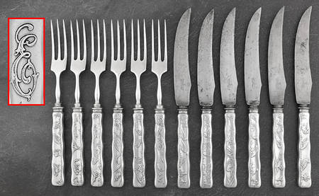 Lap-Over-Edge (Acid Etched) (Set/6) 2Pc Ind. Silverplt Blade Bird Carving Set