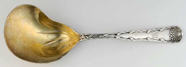 Wave Edge (Sterling, 1884, Monograms) Berry Casserole Spoon w/Kidney Bowl