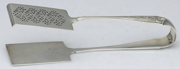 Winthrop (Sterling, 1909, Monograms) Large Solid Sandwich Tongs Variant