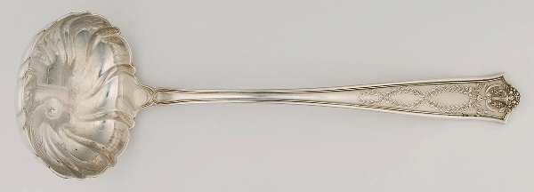 Winthrop (Sterling, 1909, Monograms) Solid Oyster Ladle with Fluted Bowl