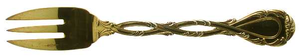 Trianon Gold (Sterling, Gold Vermeil) 3-Tine Salad Fork