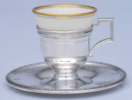 Louis XIV (Sterling, Hollowware) Sterling Demitasse Cup, Saucer and Liner