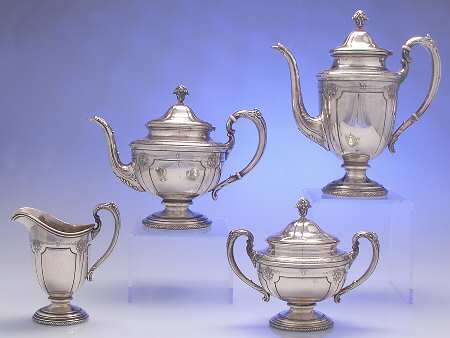 Louis XIV (Sterling, Hollowware) 4 Piece Tea Set (SCP, STP, SCR, SSU)