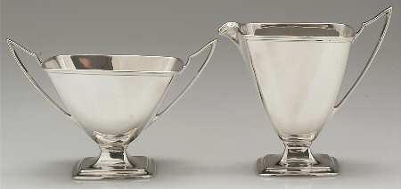 Mary Chilton (Sterling, Hollowwaree) Mini Sterling Creamer and Open Sugar