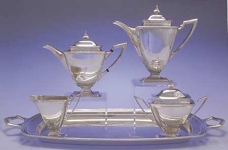 Mary Chilton (Sterling, Hollowwaree) 5 Piece Tea Set (SCP, STP, SCR, SSU, WTL)