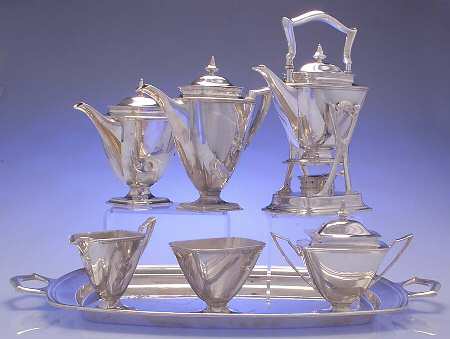 Mary Chilton (Sterling, Hollowwaree) 7 Piece Tea Set (SCP, STP, SCR, SSU, SWB, SKES & WTL)