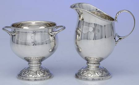 Old Master (Sterling, Hollowware, Towle Mark) Mini Sterling Creamer and Open Sugar