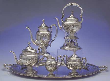 Old Master (Sterling, Hollowware, Towle Mark) 6 Piece Tea Set (SCP, STP, SCR, SSU, SKES, WTL)