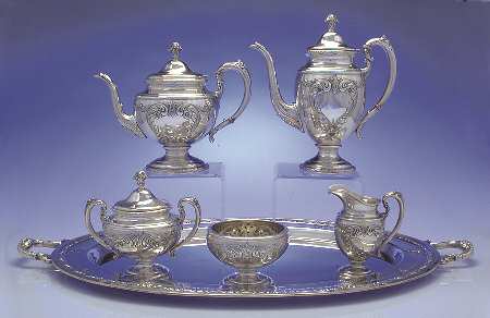 Old Master (Sterling, Hollowware, Towle Mark) 6 Piece Tea Set (SCP, STP, SCR, SSU, SWB, WTL)