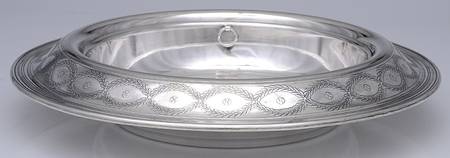 Winthrop (Sterling, 1909, Hollowware) Round Centerpiece & Strainer
