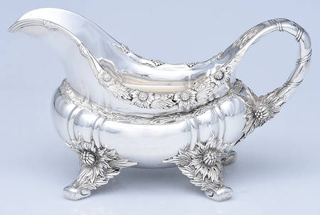 Chrysanthemum (Strl, 1880, Hlwr, 925-1000, FloralEdge) Sauce Boat No Liner
